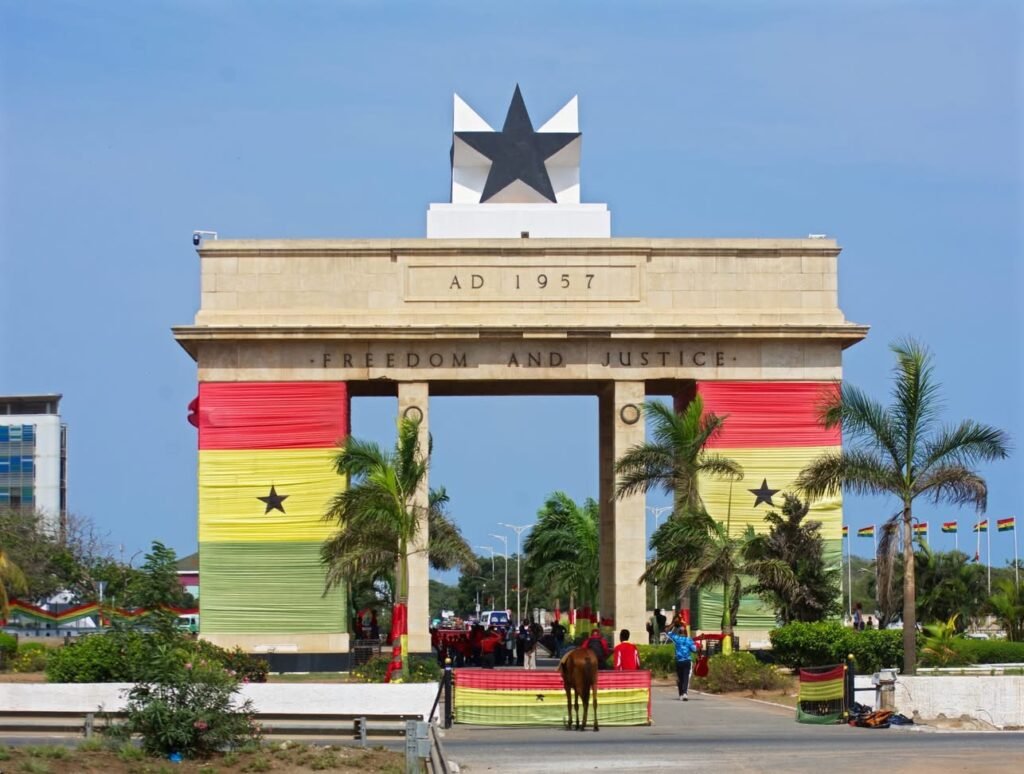 The iconic Black Star Gate, one of the most famous tourist sites in Accra Ghana