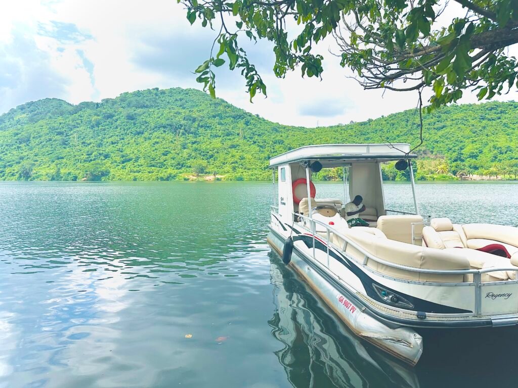 The scenic Volta River views often included in premium Akosombo vacation packages