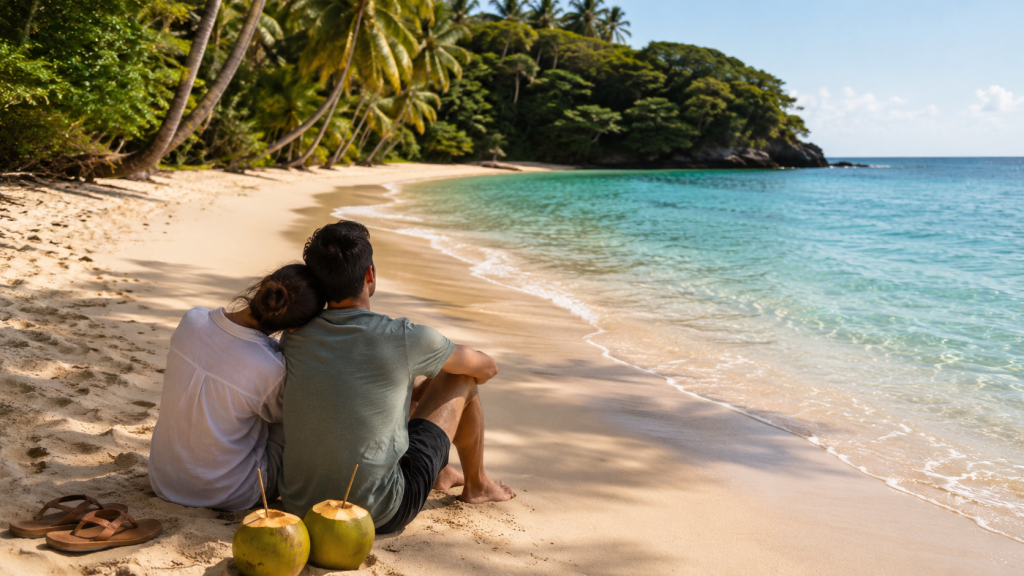 tourists relaxing on a white beach to illustrate the Jamaica tourism demand increase